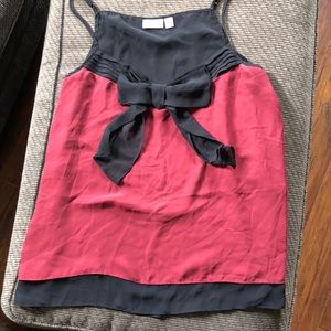 Bisou Bisou burgundy and black bow top